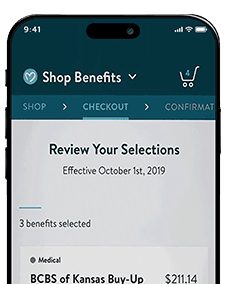 Shop Benefits mobile app mockup